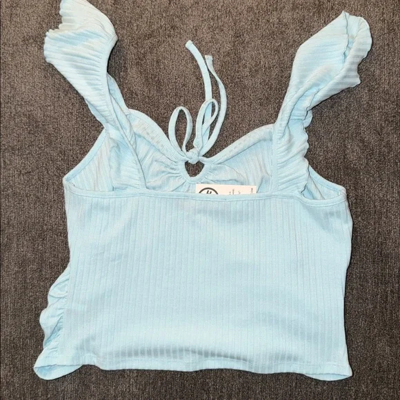 Fashion to Figure Sky Blue Knotted Top - Picture 4 of 5